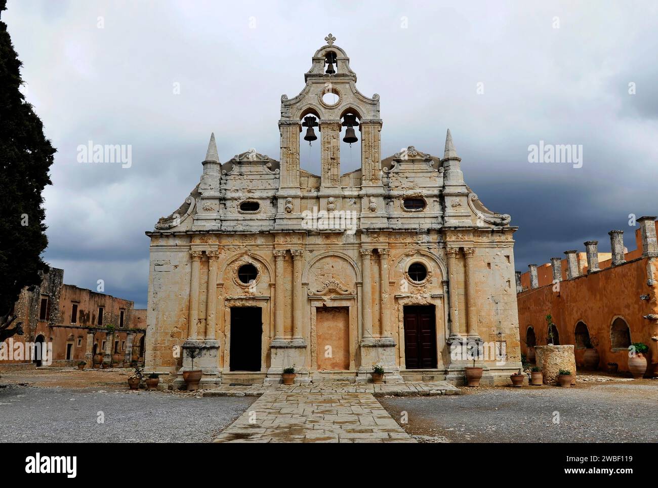 Klosterkirche, Kloster Arkadi, Moni Arkadi, Nationaldenkmal, Kreta, Griechenland Stockfoto
