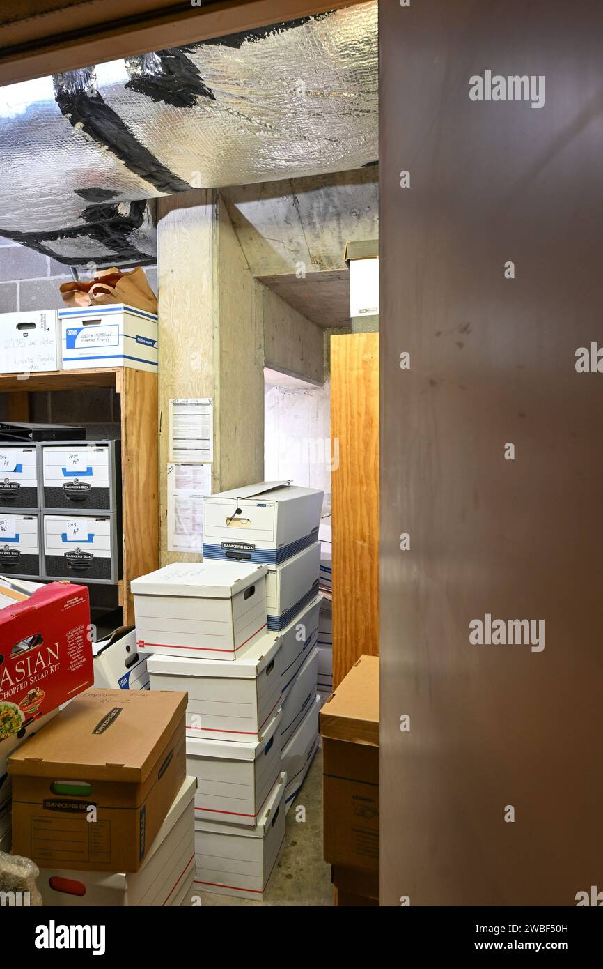 Der Archivraum einer lokalen gemeinnützigen Organisation mit