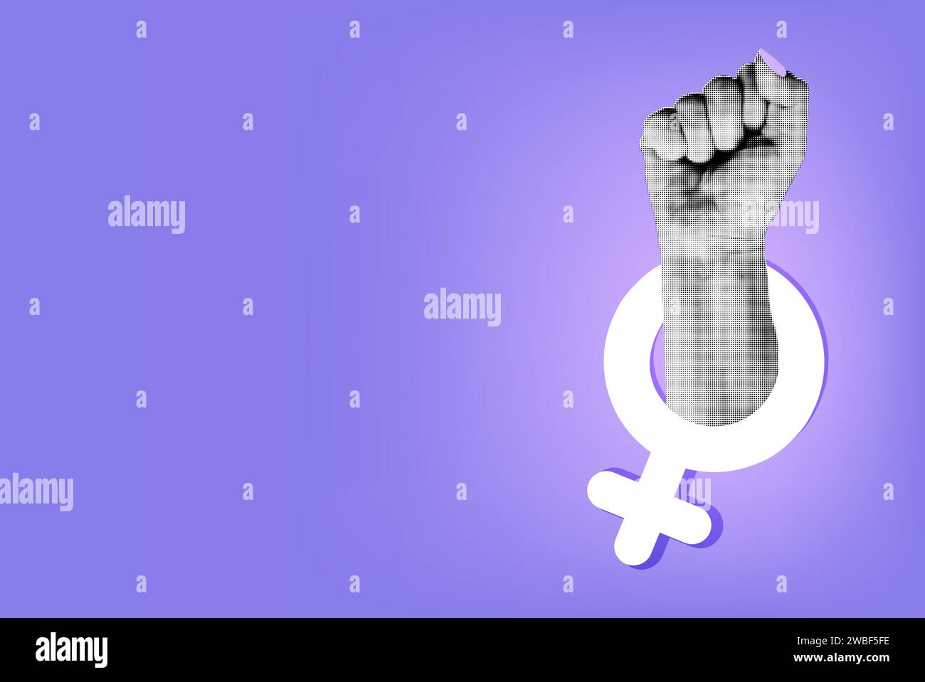 Collage Hand erhöht mit weiblicher Symbolvektor-Illustration Stock Vektor