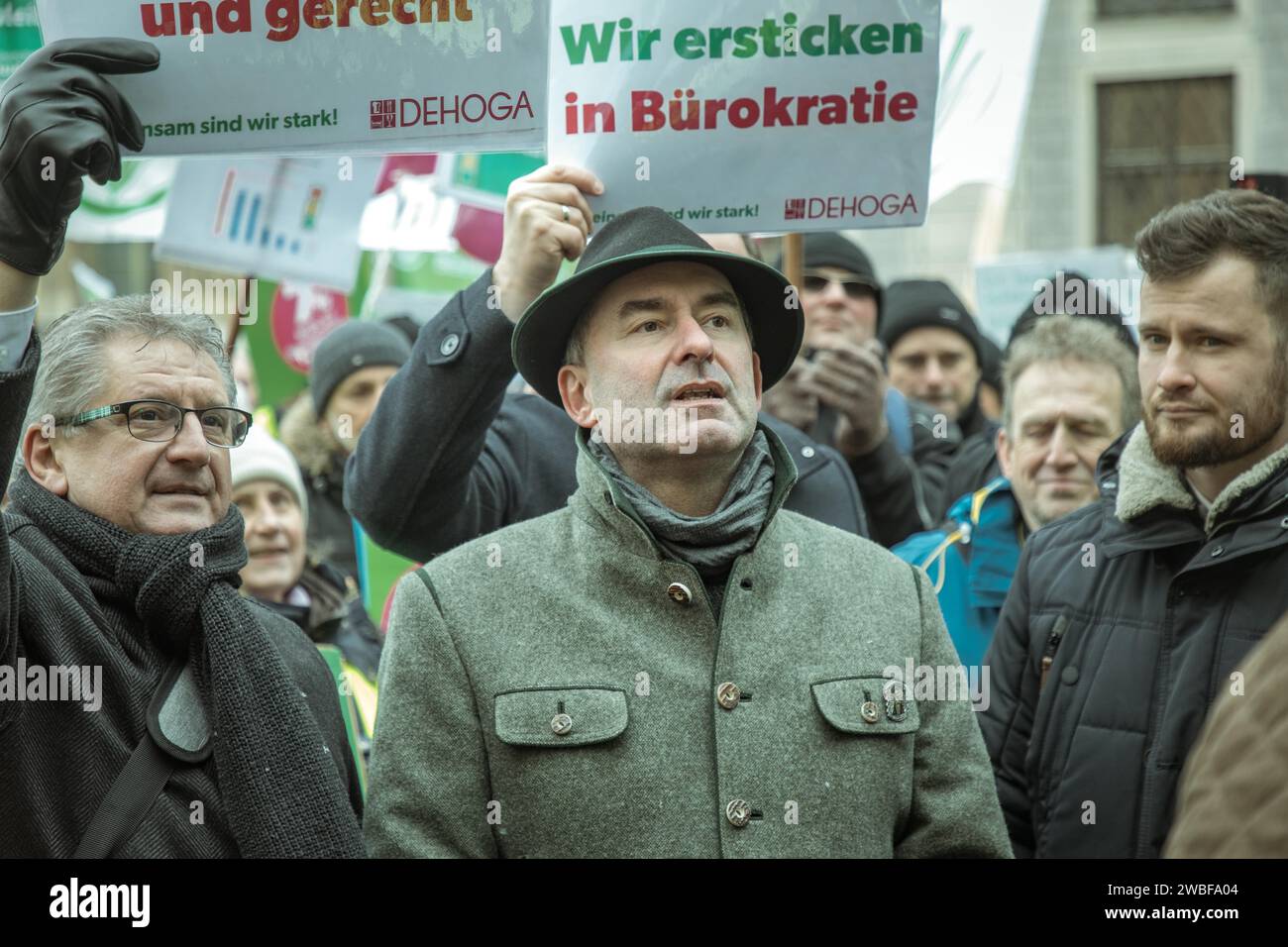 Vizepräsident und Wirtschaftsminister Hubert Aiwanger bei der Kundgebung, Bauernprotest, Odeonsplatz, München, Oberbayern, Bayern, Deutschland Stockfoto