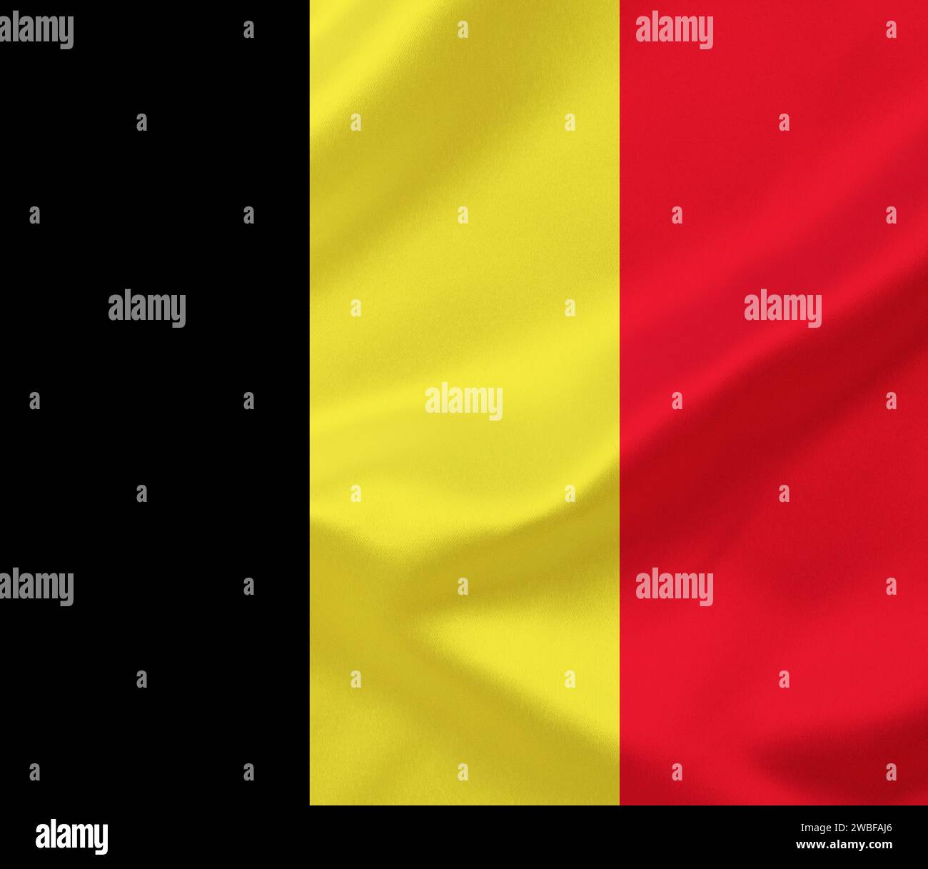 Die Flagge Belgiens. Belgien ist ein Königreich und gehört zur Europäischen Union. Die Währung ist der Euro. Die Hauptstadt ist Brüssel, Studio Stockfoto