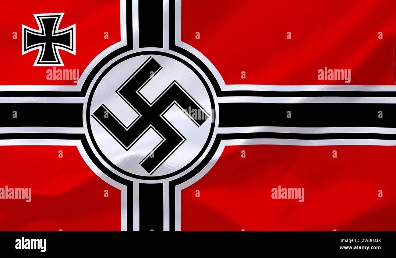 Die historische Flagge des Deutschen Reiches, Kriegsflagge von 1938, 1945, Studio Stockfoto