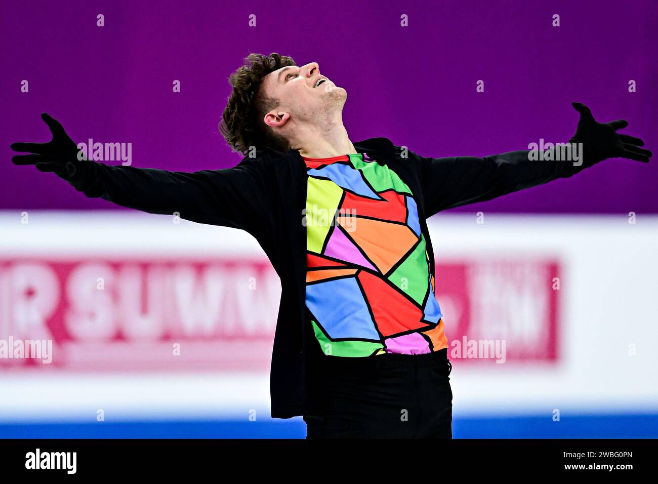 Lukas BRITSCHGI (SUI), während des Men Short Program, bei der ISU Europameisterschaft 2024, in der Algiris Arena, am 10. Januar 2024 in Kaunas, Litauen. Quelle: Raniero Corbelletti/AFLO/Alamy Live News Stockfoto