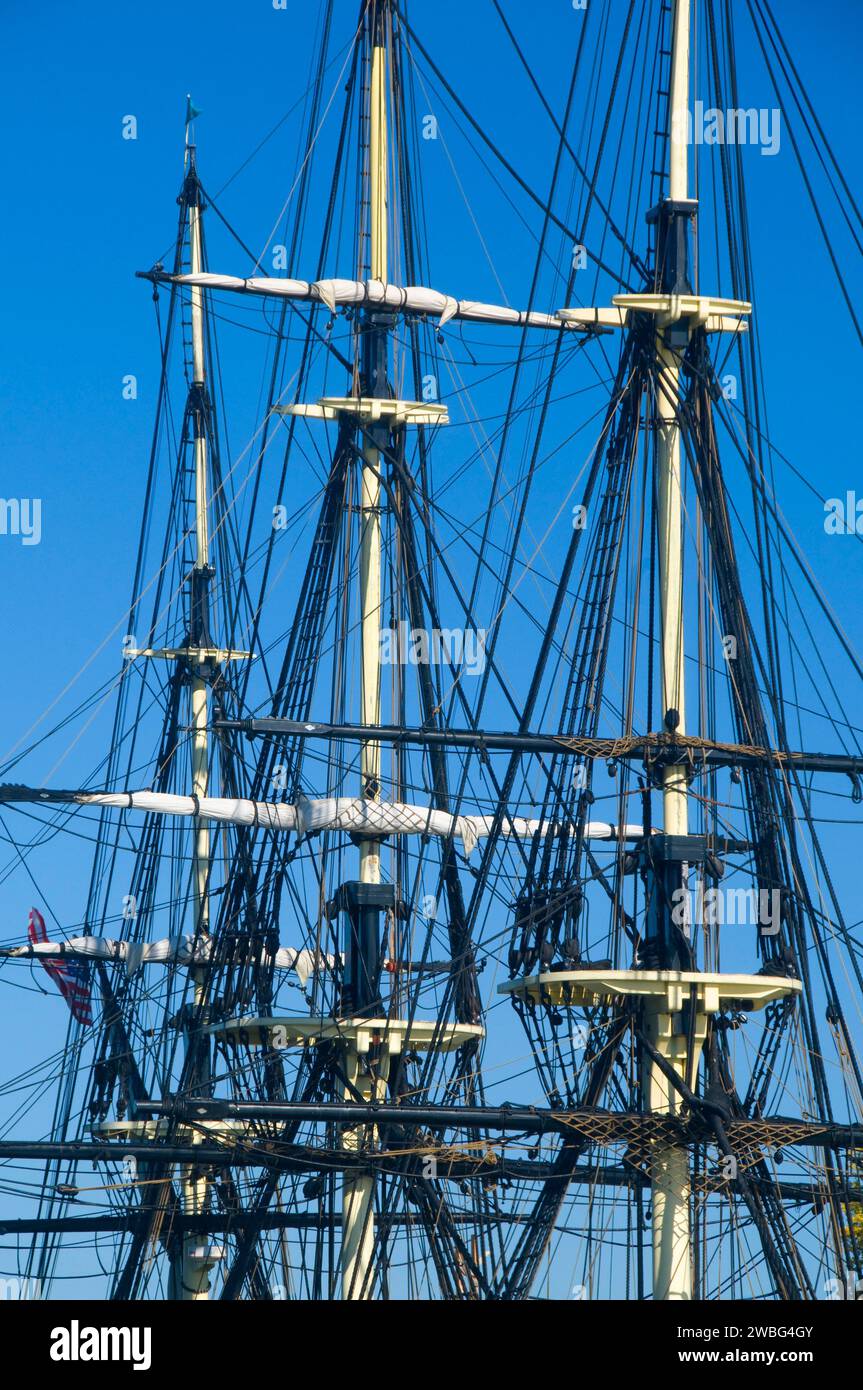 Freundschaft-Mast (Großsegler), Salem Maritime National Historic Site, Massachusetts Stockfoto