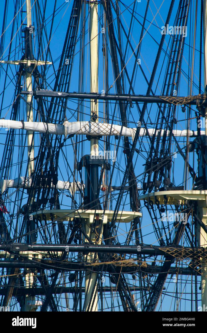 Freundschaft-Mast (Großsegler), Salem Maritime National Historic Site, Massachusetts Stockfoto