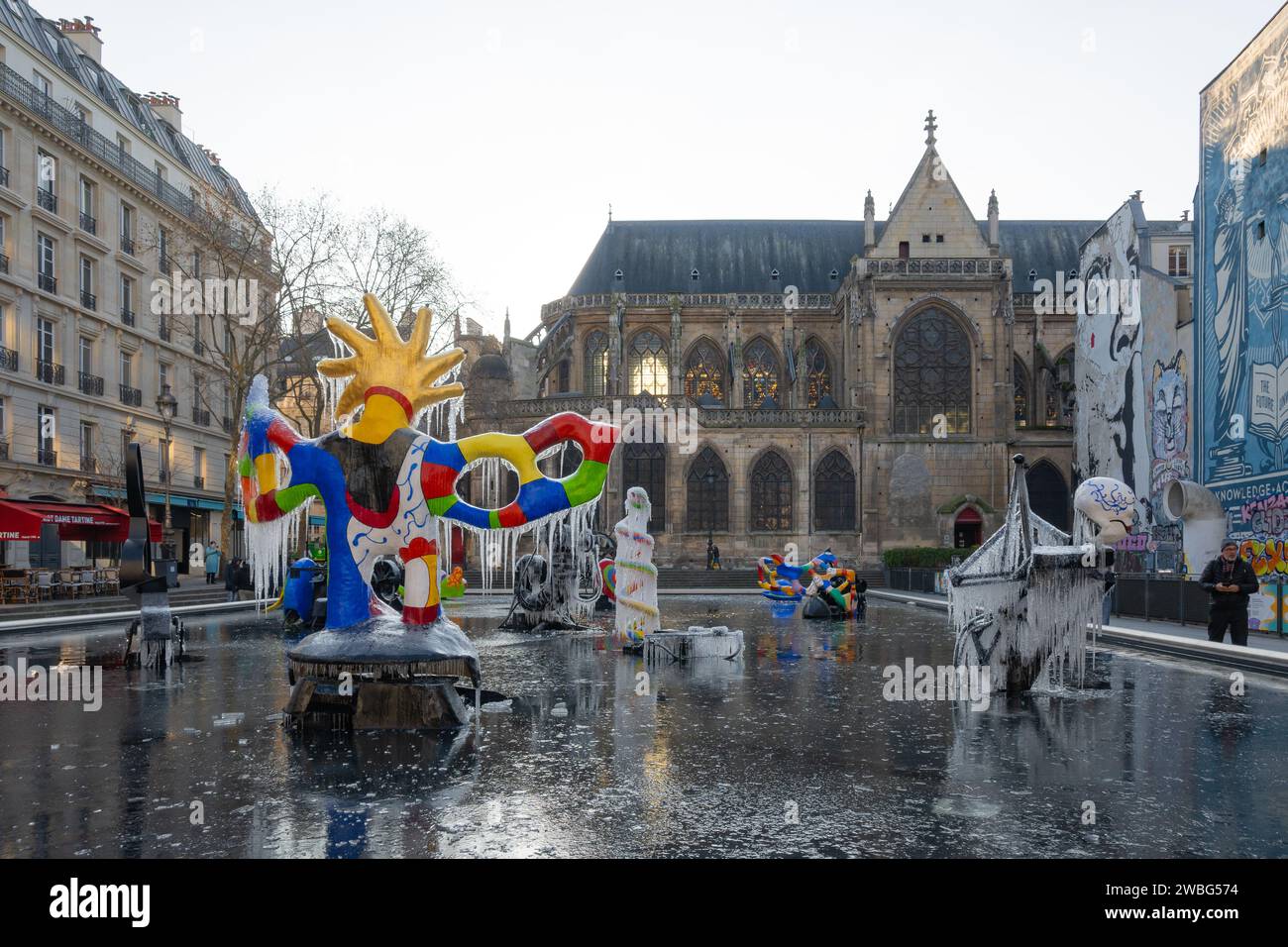 paris, Ile de france, Frankreich, der Strawinsky-Brunnen (französisch: La Fontaine Strawinsky), nur Editorial. Stockfoto