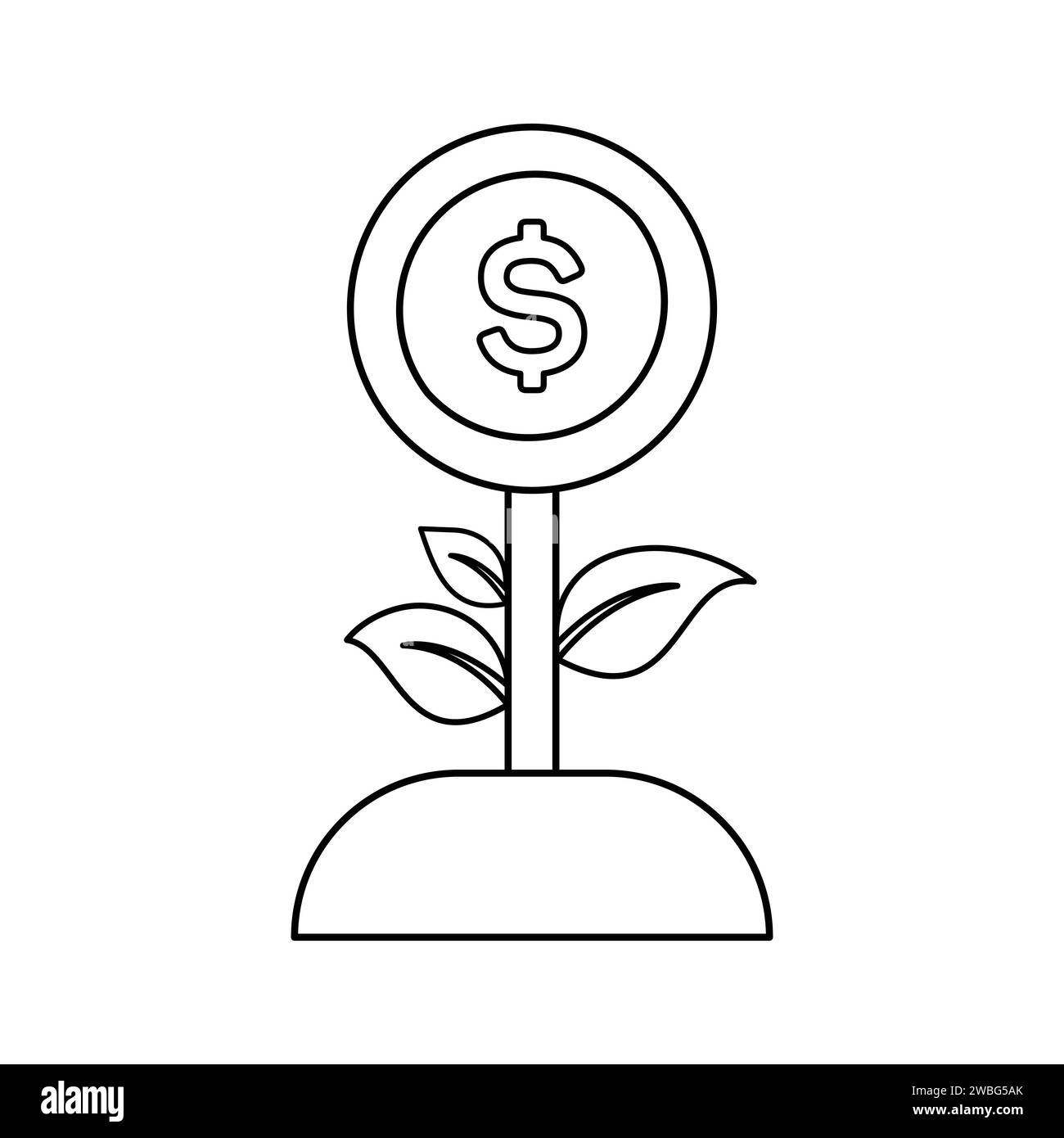 Money Plant Icon im Linienstil. Bank- und Anlagekonzept. Vektorabbildung Stock Vektor