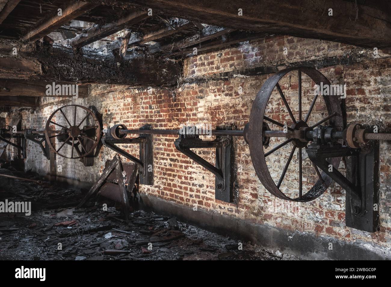 Urbane, alte verlassene Fabrik in Belgien. Stockfoto