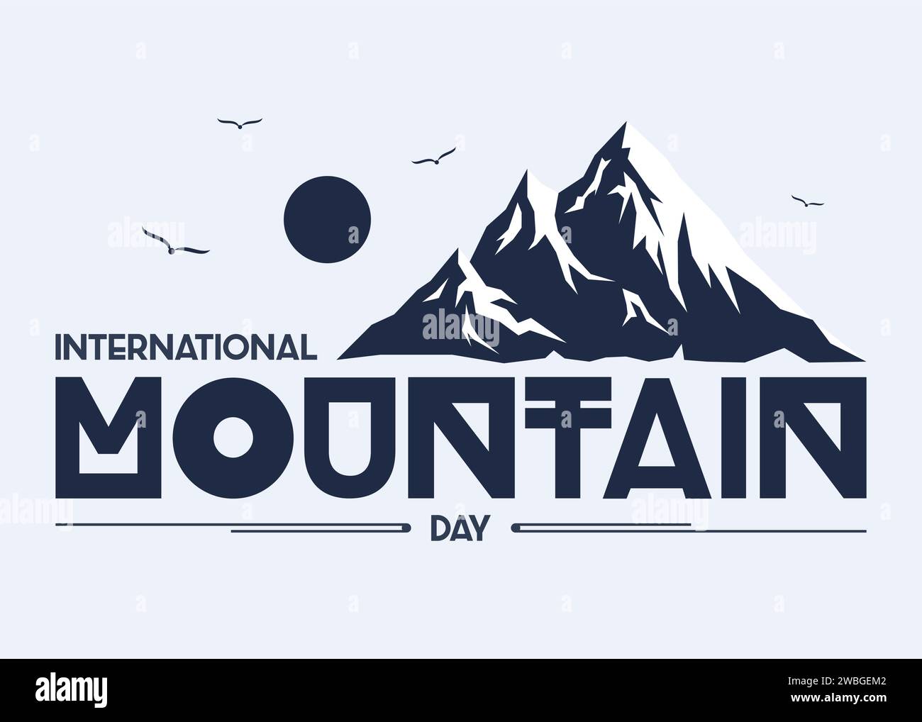 Design Vektor Silhouette Berg für International Mountain Day. Letter-Emblem zum internationalen Bergtag. Vektorabbildung EPS.8 EPS.10 Stock Vektor
