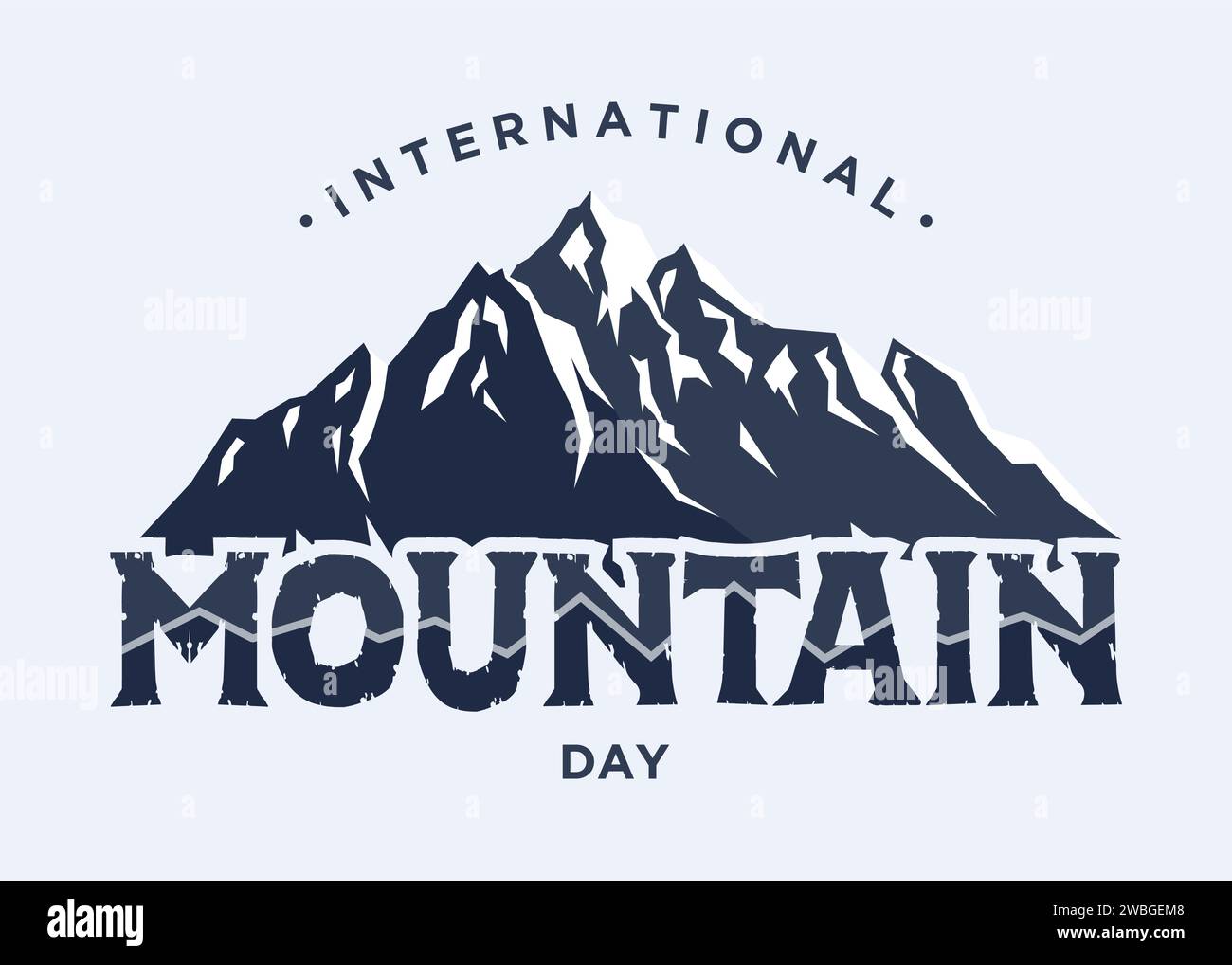 Entwerfen Sie Vektor Schneeberg für den Internationalen Bergtag. Letter-Emblem zum internationalen Bergtag. Vektorabbildung EPS.8 EPS.10 Stock Vektor