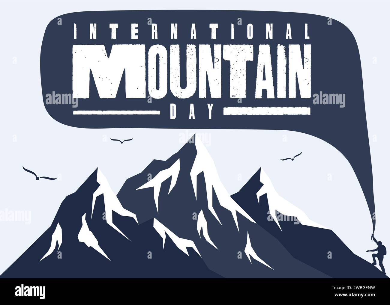 Abstrakte Silhouette der Berge und Buchstaben für den Internationalen Tag der Berge. Letter-Emblem zum internationalen Bergtag. Vektorabbildung EPS.8 EPS.10 Stock Vektor
