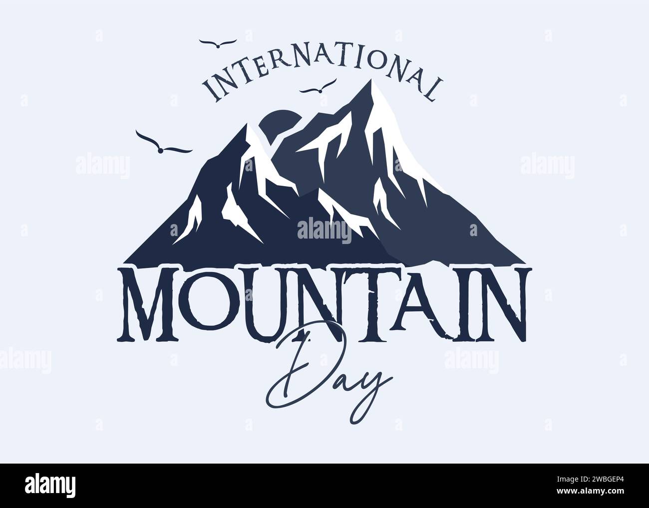 Silhouette Berg im Vintage-Design für den Internationalen Tag der Berge. Letter-Emblem zum internationalen Bergtag. Vektorabbildung EPS.8 EPS.10 Stock Vektor