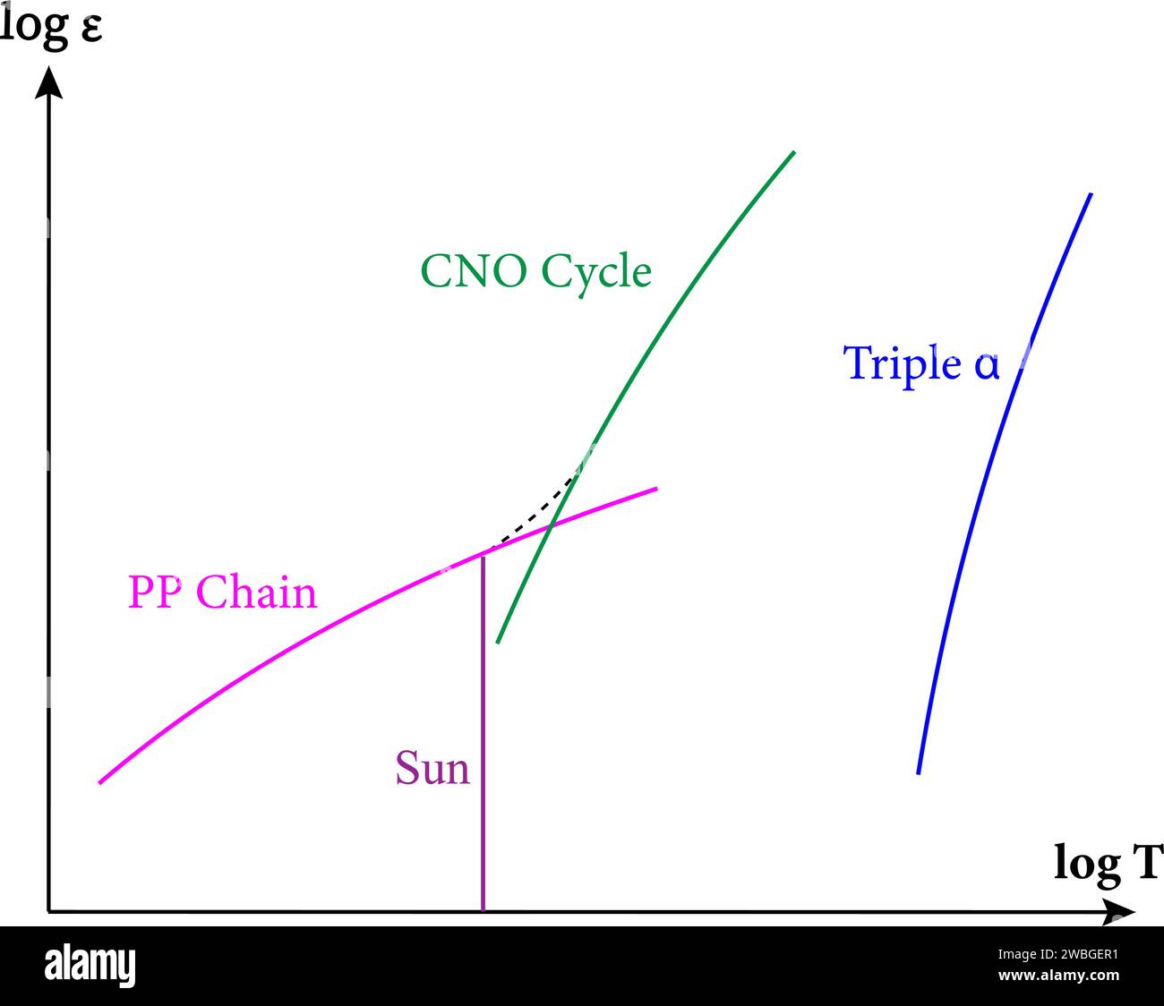 Vektordarstellung des CNO-Zyklus. Stock Vektor