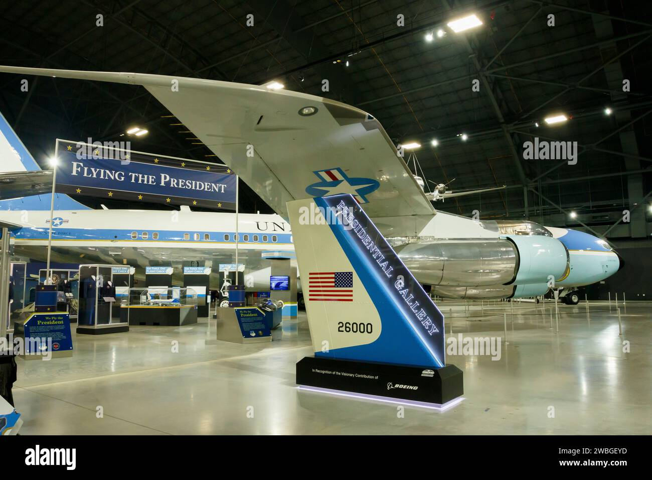 Präsidentengalerie. Flugzeuge, die von früheren Präsidenten benutzt wurden. Das National Museum of the United States Air Force, Dayton, Ohio, USA. Stockfoto