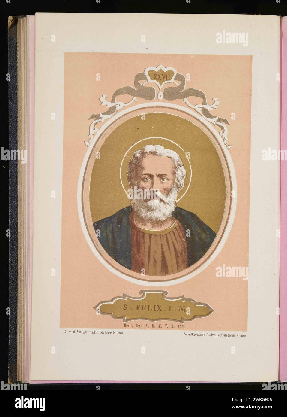 Ein Kupferstich von Papst Felix I. aus dem Jahr 1879, der Pontiff von AD268-AD274 war. Er war der 26. Papst. Stockfoto