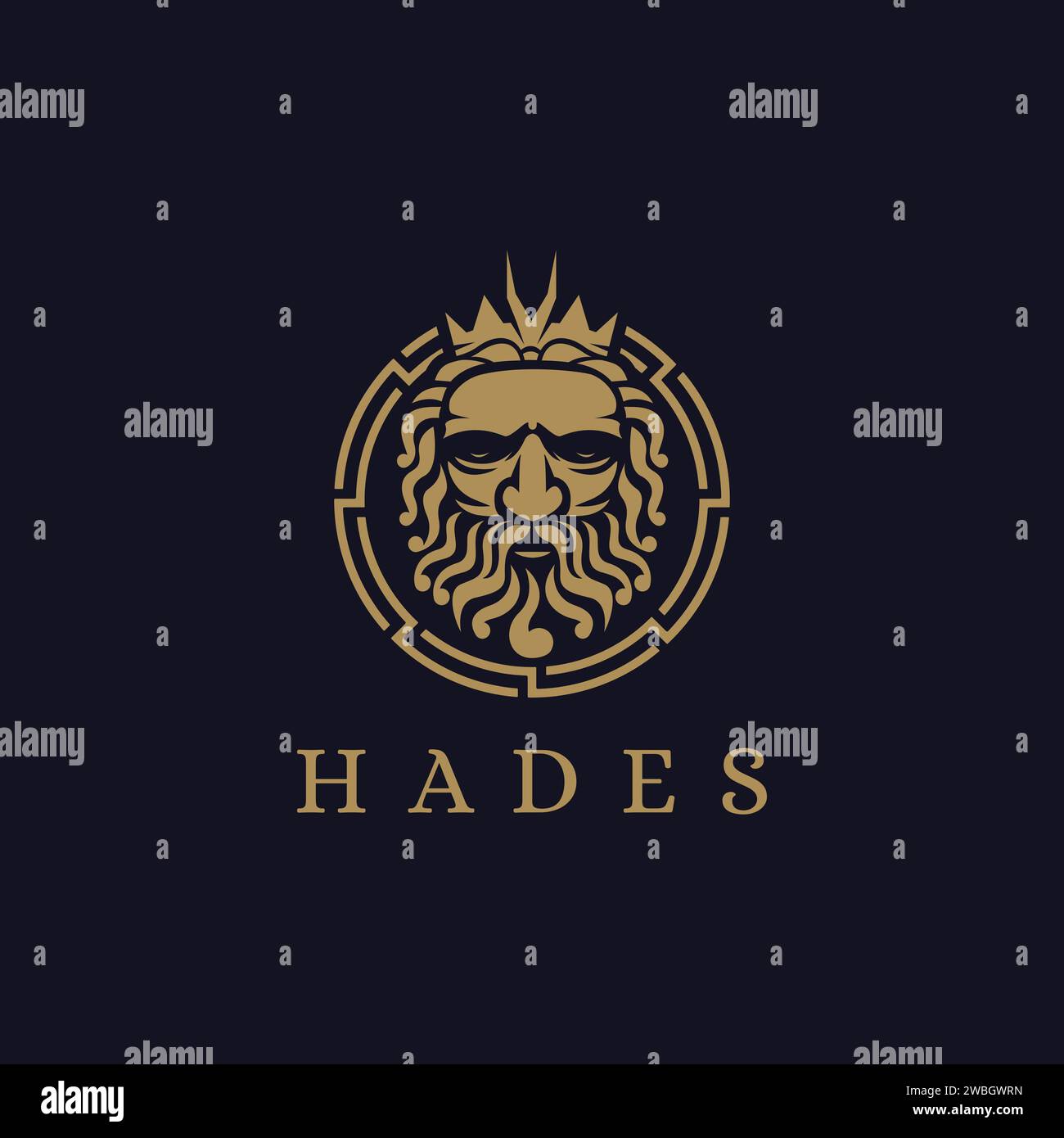 Hades God Logo Icon Illustration Vektor auf dunklem Hintergrund, Pluto Gott Logo, orkus Logo Stock Vektor