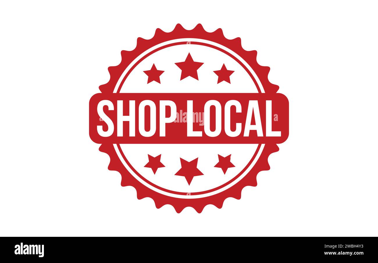Lokale Briefmarken Anzeigen. Red Shop Local Rubber Grunge Stamp Stock Vektor