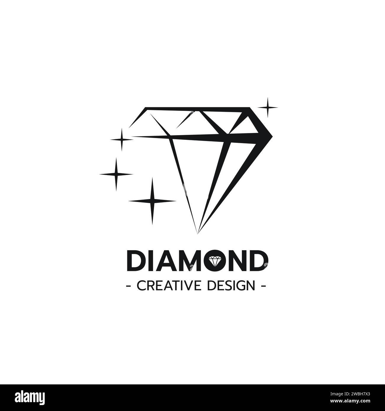 Schöne Diamantschmuck-Logo-Vorlage, stilisiertes Bild des Diamant-Logo-Symbols, Diamantschmucklinie Kunst auf weißem Hintergrund Vektor-Illustration Stock Vektor