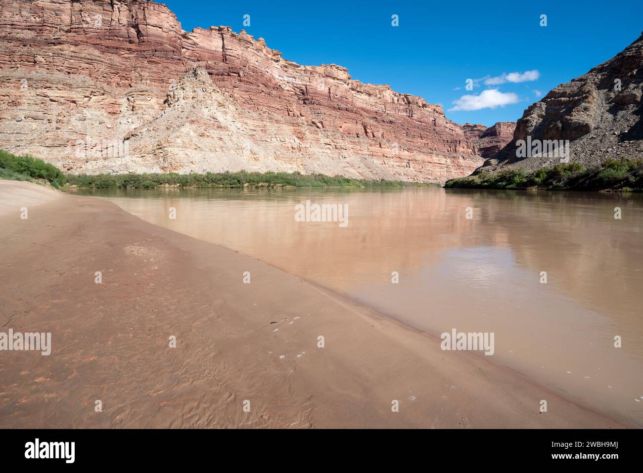 Strand am Zusammenfluss von Green River und Colorado River, Canyonlands National Park, Utah. Stockfoto