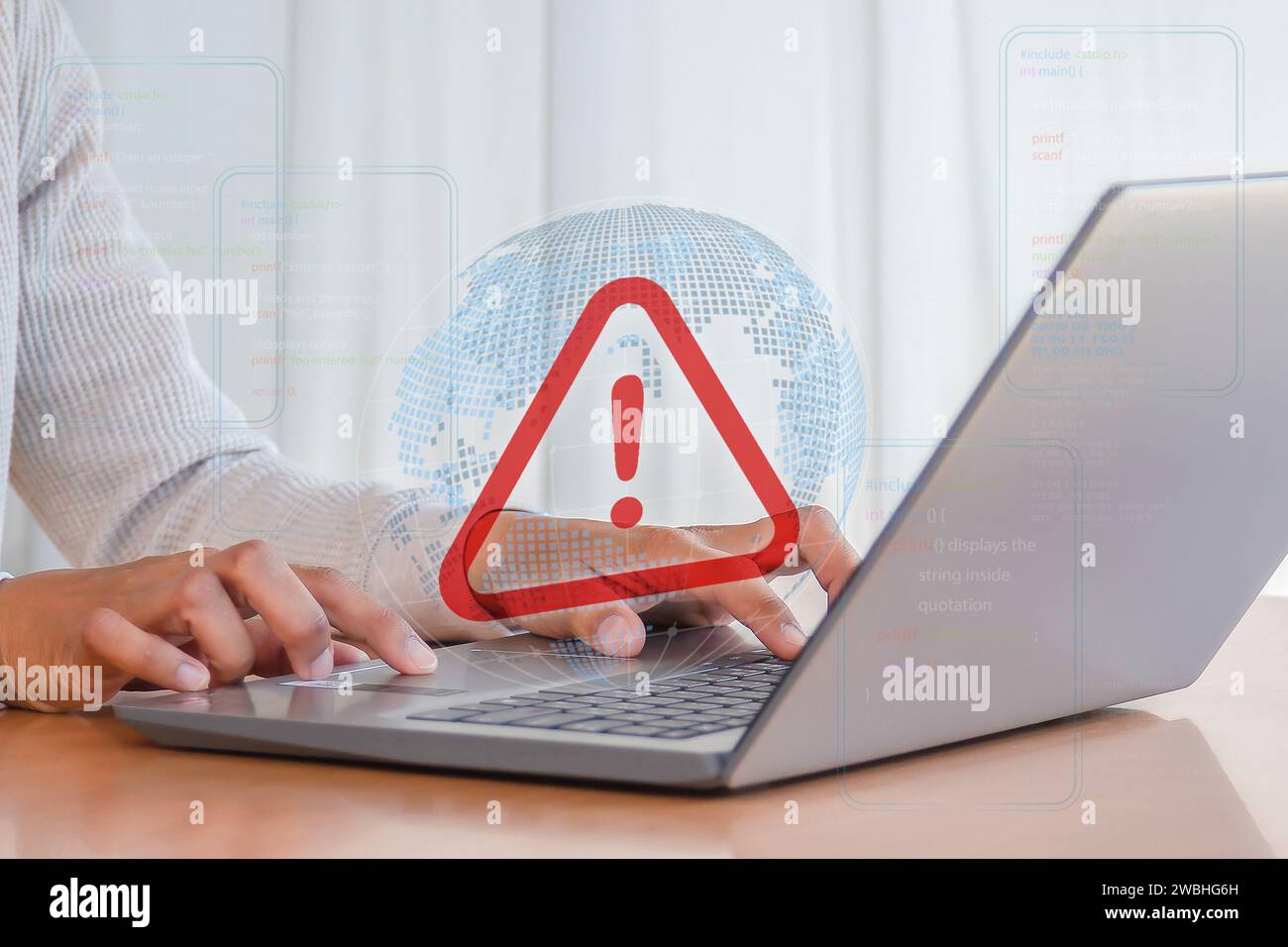 Warnung Fehler 404 Seite nicht gefunden Computernetzwerk Warnung mit Problem Stockfoto