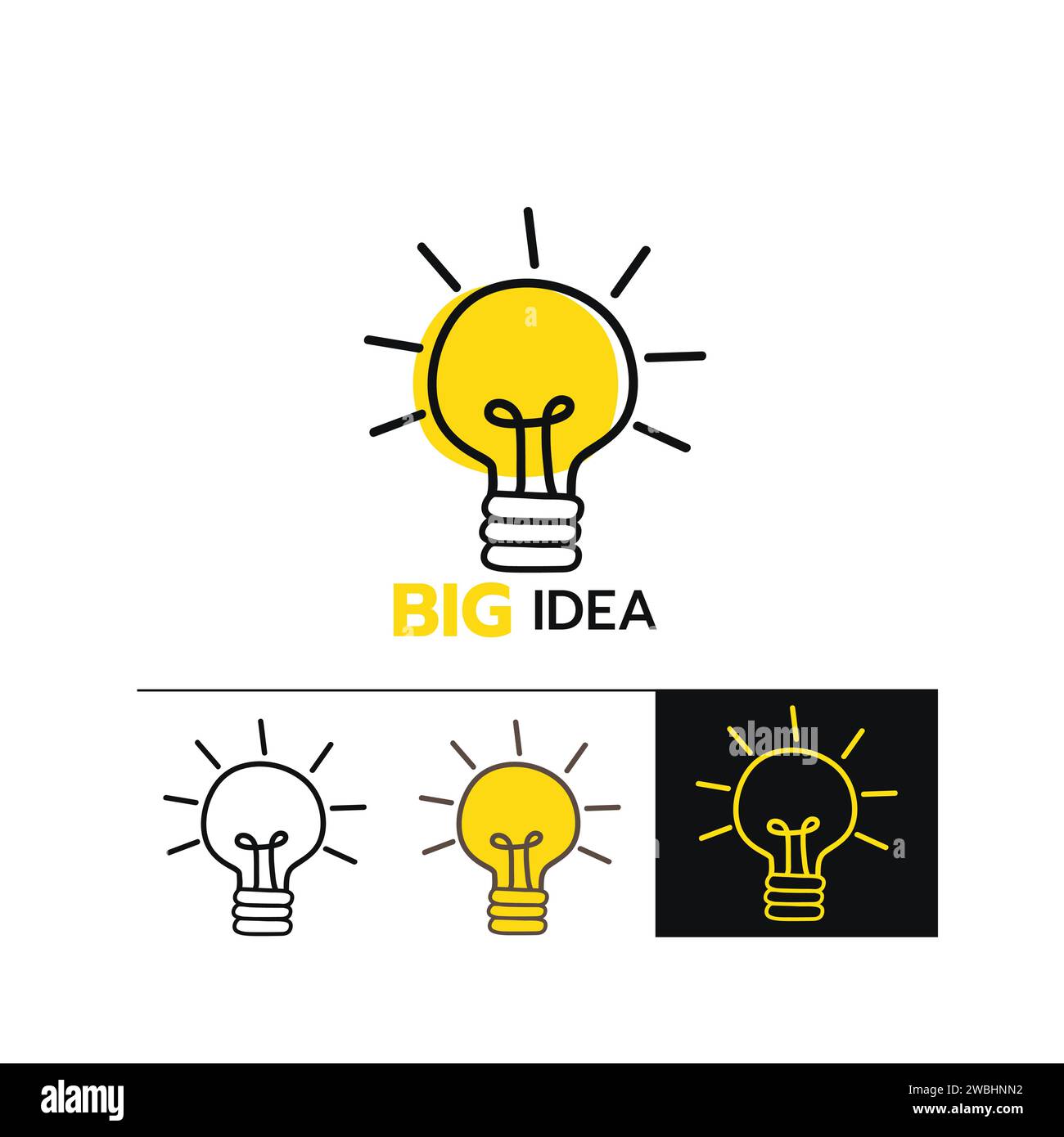 Glühbirne, kreative Idee und Innovation, Glühbirne Symbol mit Konzept der Idee auf weißem Hintergrund Vektorillustration Stock Vektor