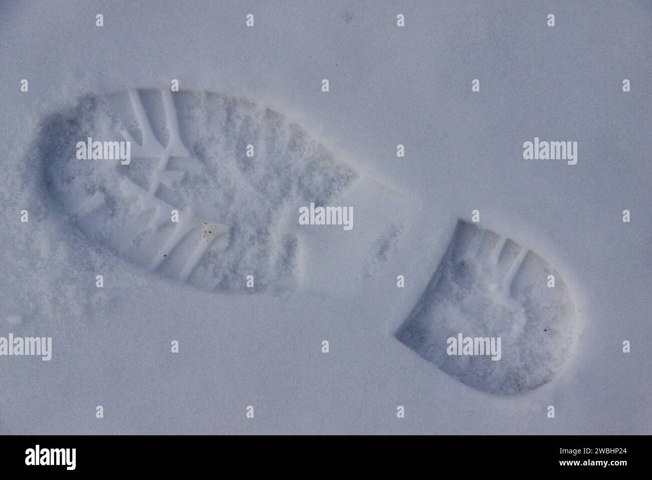 Fußabdruck auf Schnee Stockfoto