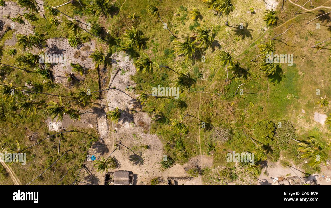 Ein Blick aus der Vogelperspektive auf den Stadtteil Palma in Cabo Delgado, Mosambik Stockfoto