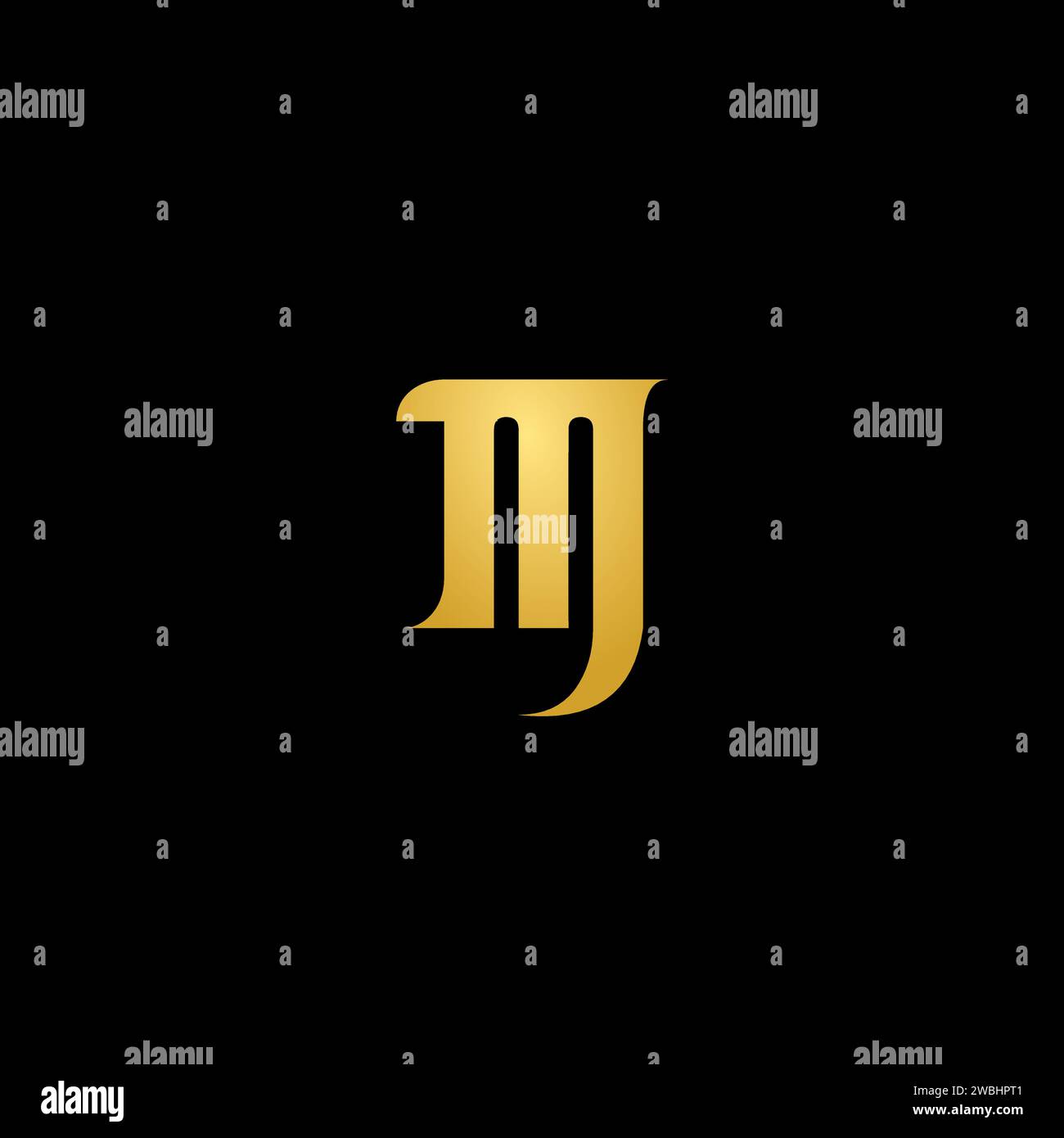 MJ Logo Simple Design in Goldfarbe. MJ-Symbol Stock Vektor