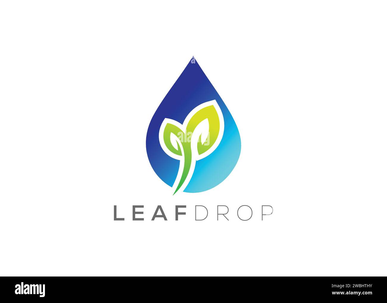 Wassertropfen und Green Leaf Logo Design Vektorvorlage. Vektor-Logo mit natürlichem Wassertropfen Stock Vektor