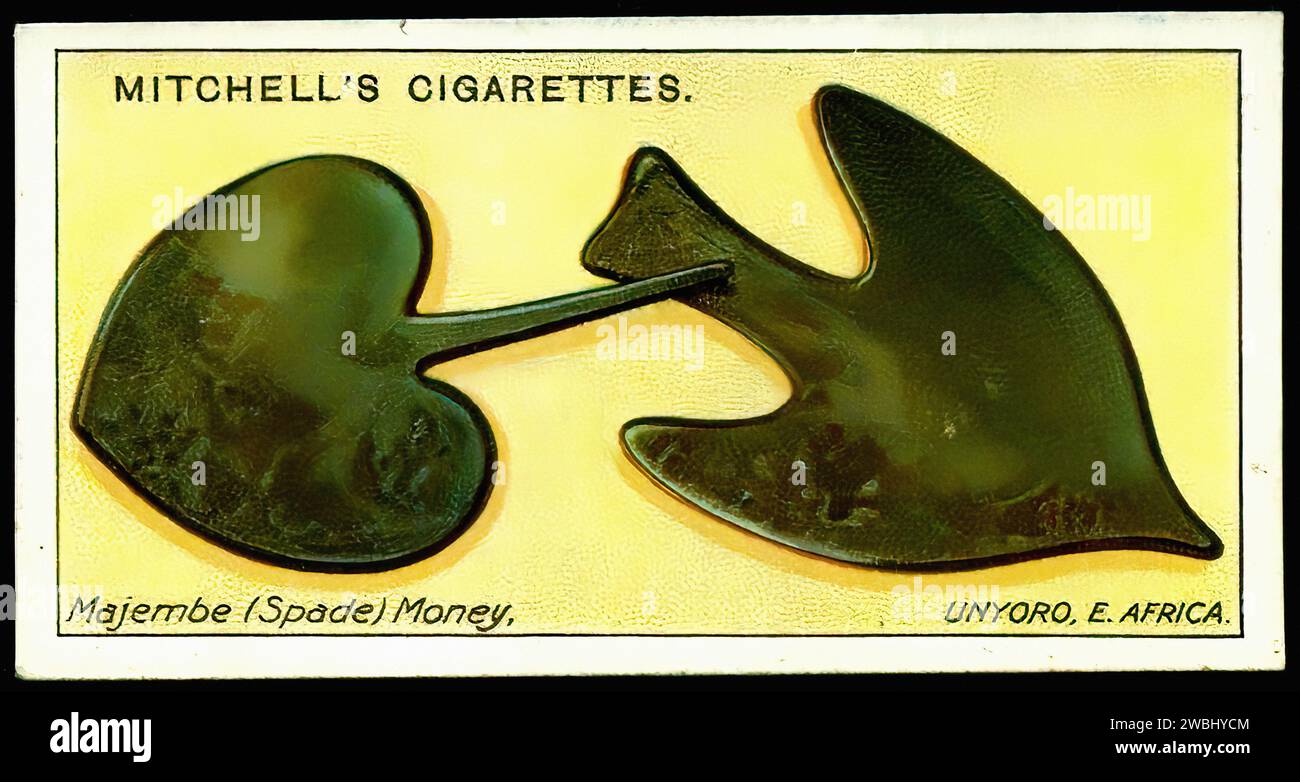 Afrikanisches Spatengeld - Vintage Zigarettenkarte Illustration Stockfoto
