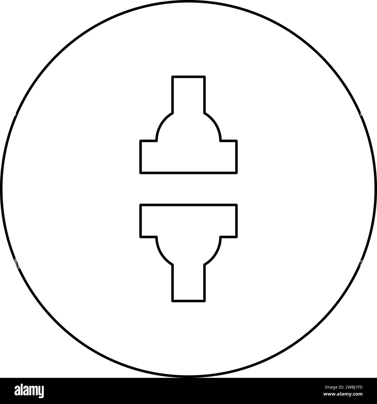 Maschinenpresse automatische hydraulische Fabrik Industriesymbol im Kreis rund schwarze Farbe Vektor Illustration Bild Umriss Kontur Linie dünne Art einfach Stock Vektor