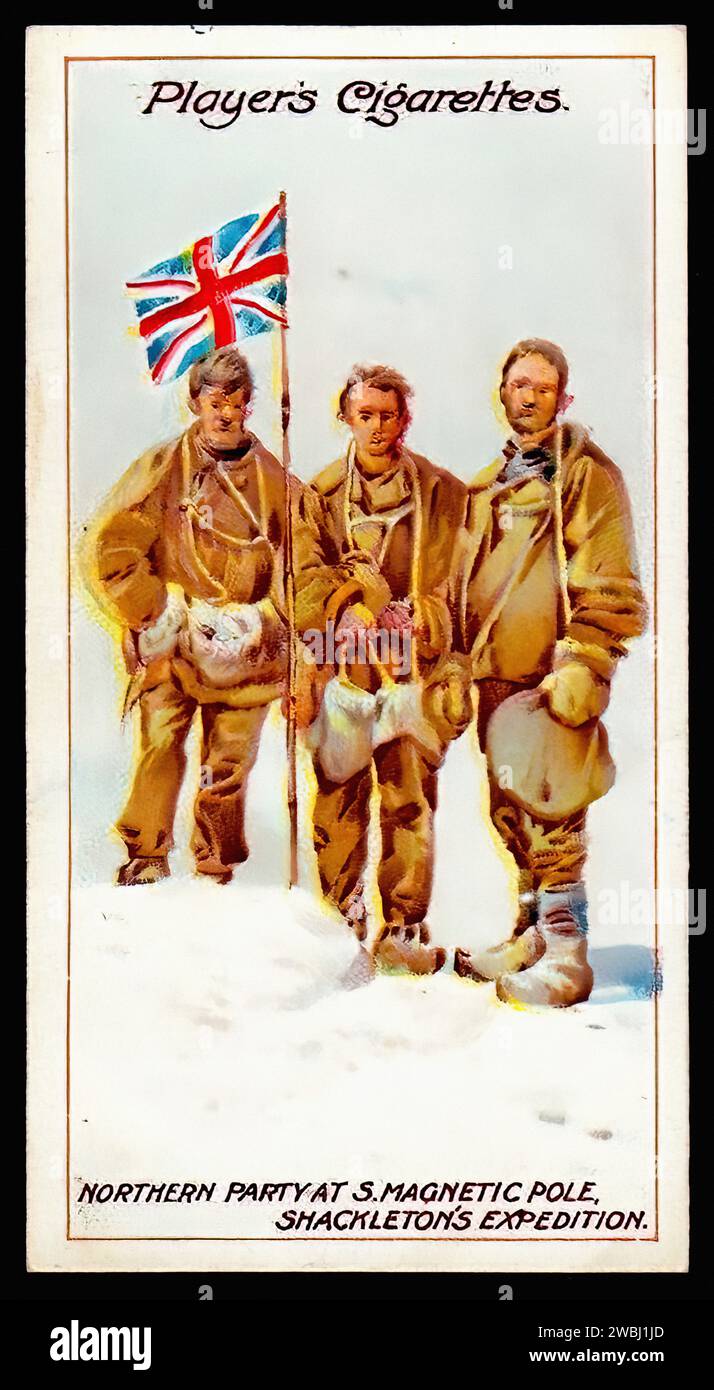 Northern Party of Shackleton's Expedition - Vintage Zigarettenkarte Illustration Stockfoto