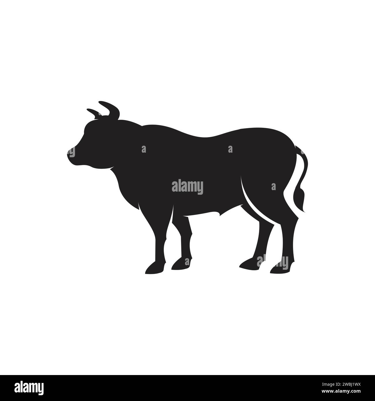 Kuh Silhouette lokalisiertes Logo Bauernhof Tier auf weißem Hintergrund Vektor Illustration Stock Vektor