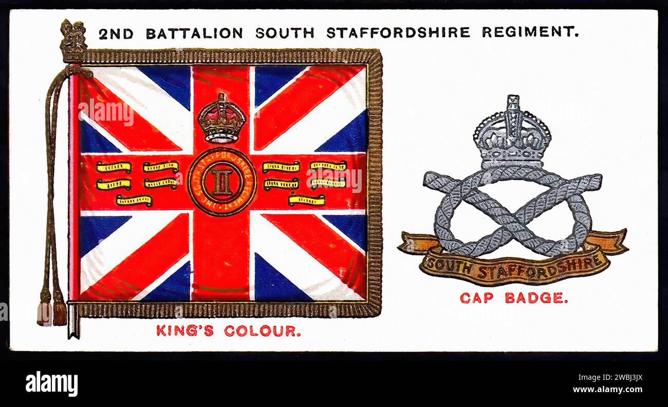 2. Bataillon South Staffordshire Regiment - Vintage Zigarettenkarte Illustration Stockfoto