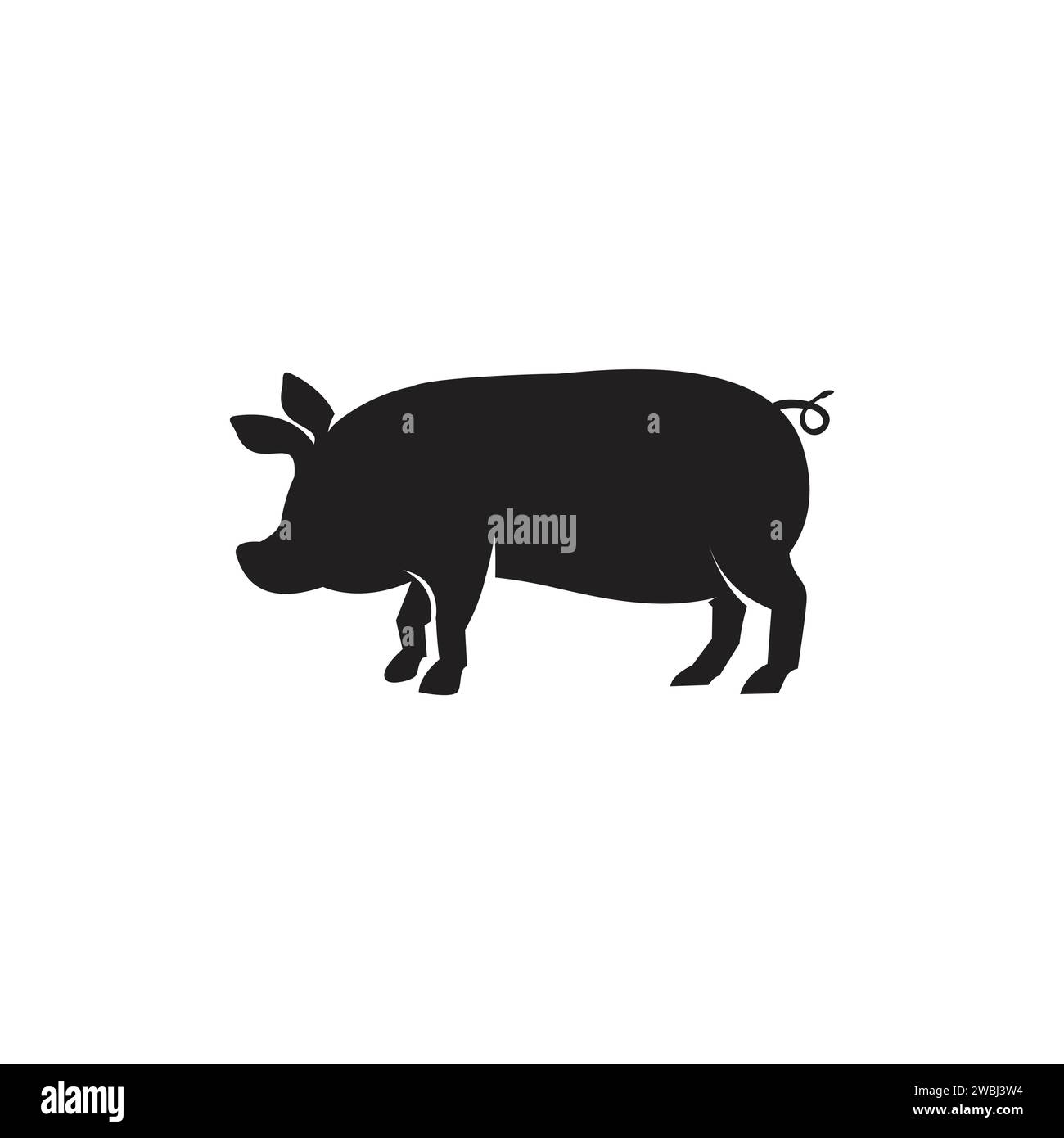 Pig Silhouette Logo Farm Animal Vektor Design und Illustration. Stock Vektor