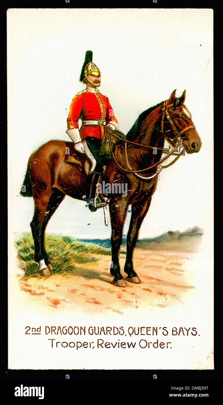 2. Dragoon Guards, Queen's Buys - Vintage Zigarettenkarte Illustration Stockfoto