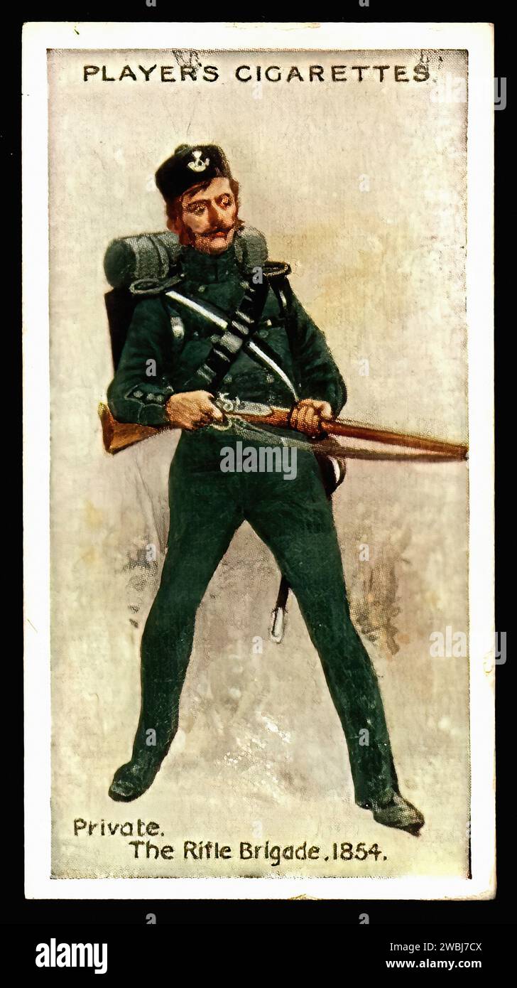 Privat, Die Rifle Brigade 1854 - Vintage Zigarettenkarte Illustration Stockfoto