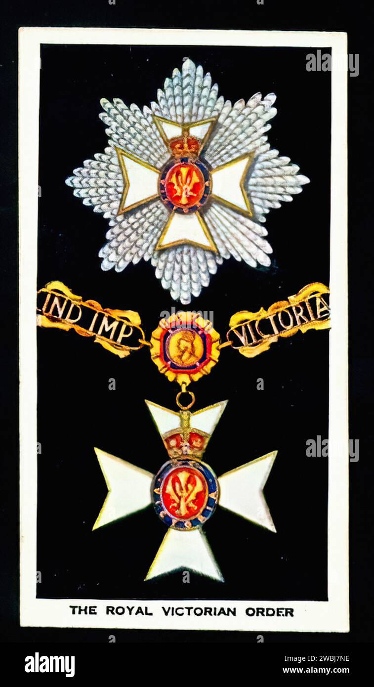 Royal Victorian Order - Vintage Zigarettenkarte Illustration Stockfoto
