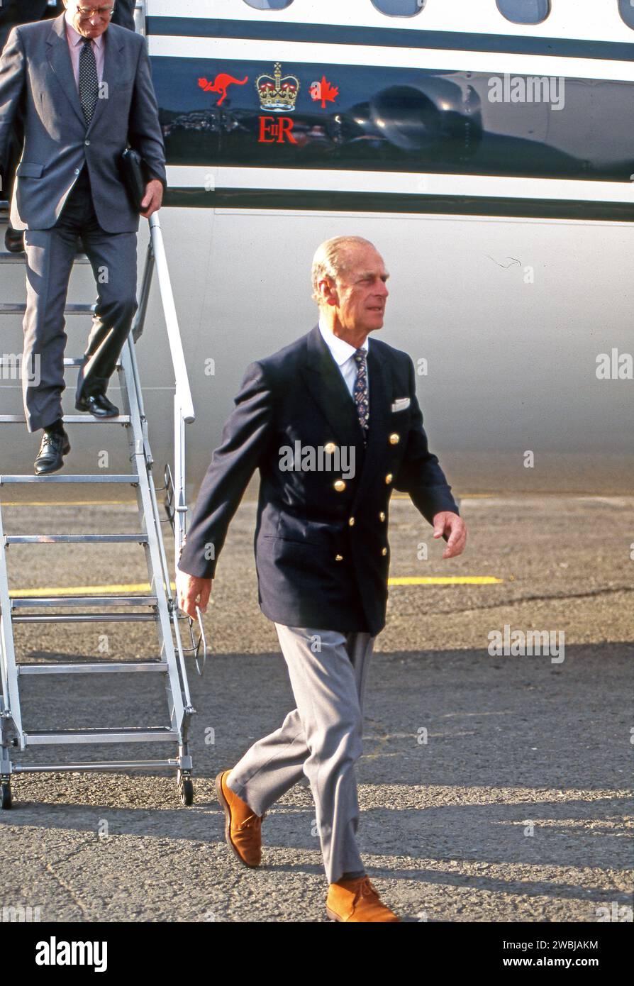 Prinz Philipp, Herzog von Edinburgh, besucht Khatanga, Sibirien, im Juli 1995 in Russland. Foto: Magnus Elander. Stockfoto