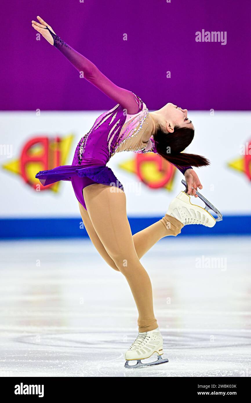 Regina SCHERMANN (HUN), während des Women Short Program, bei der ISU Europameisterschaft 2024, in der Algiris Arena, am 11. Januar 2024 in Kaunas, Litauen. Quelle: Raniero Corbelletti/AFLO/Alamy Live News Stockfoto