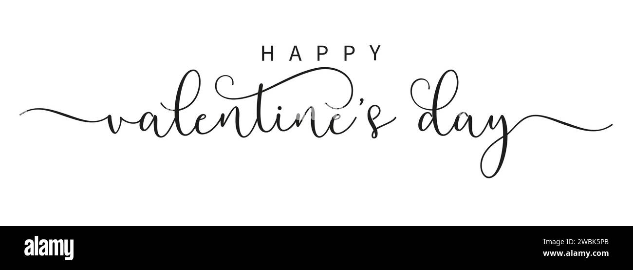 Happy Valentines Day, schwarze Farbpinsel Kalligraphie. Vektorabbildung Stock Vektor