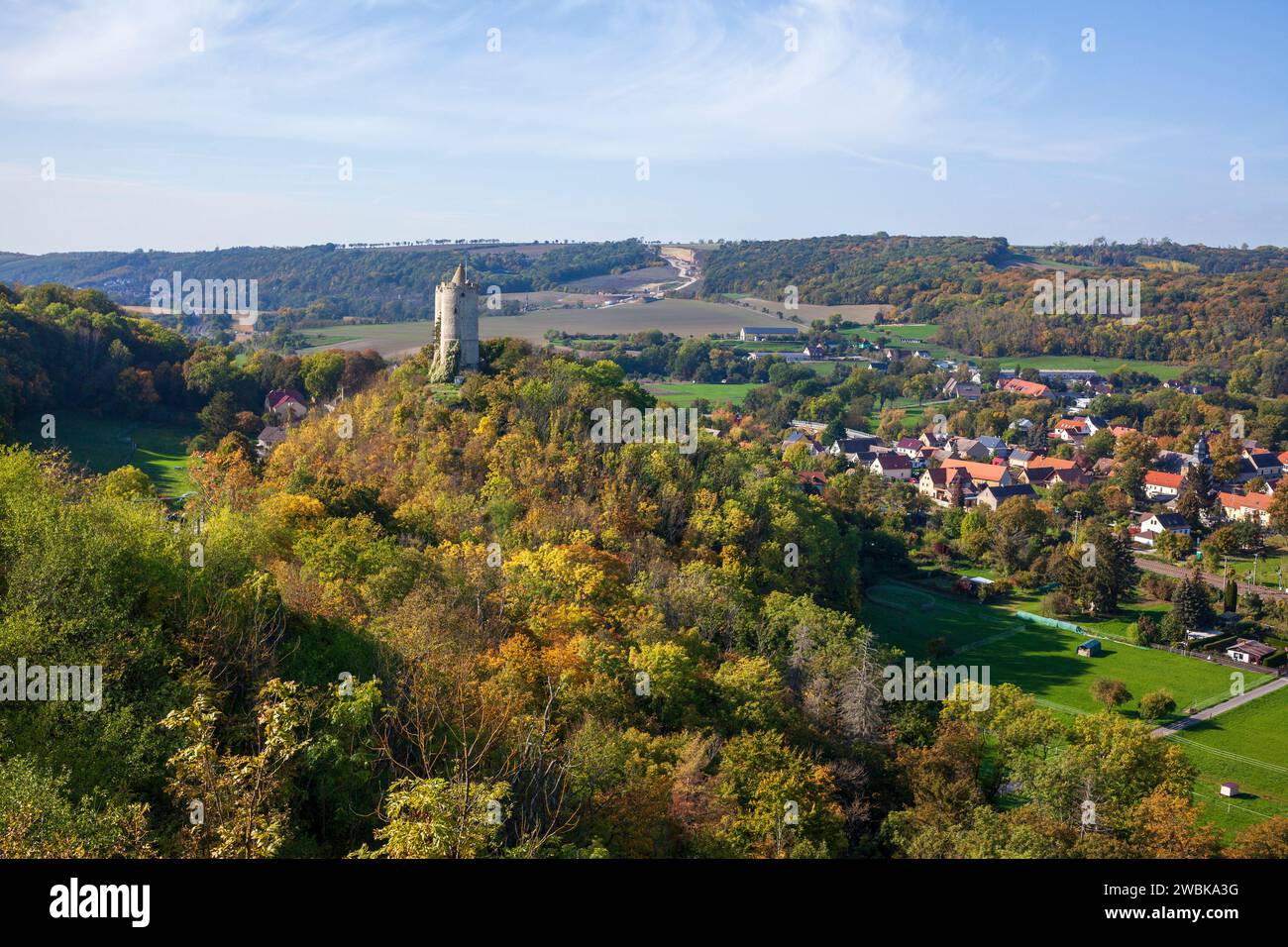 Burgruine Saaleck bei Bad Kösen, Naumburg, Sachsen-Anhalt, Deutschland, Europa Stockfoto