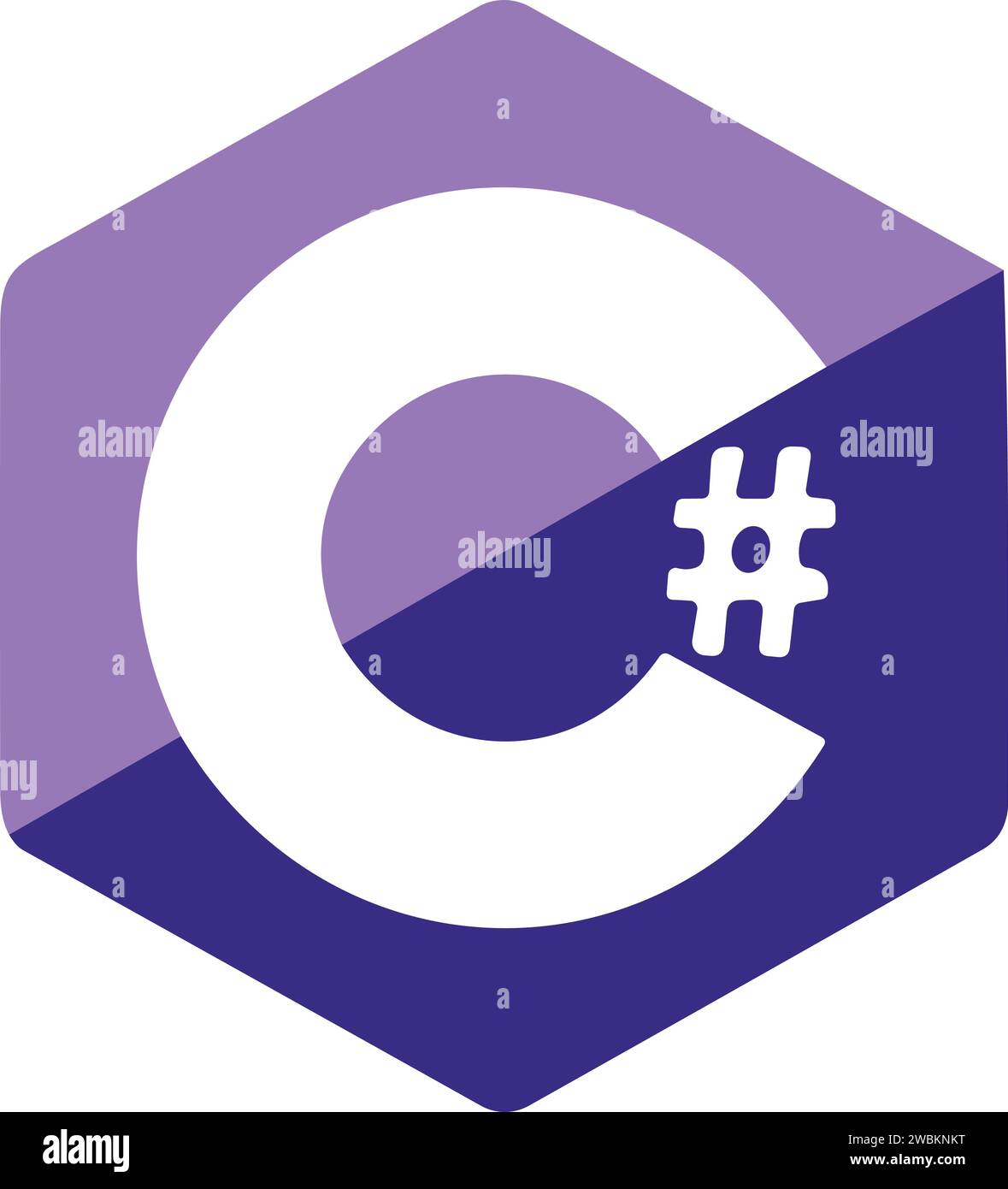 Satz der beliebtesten Logos für Skript- und Programmiersprachen. Codierungssprache C-Sharp-Vektor-Logo. Stock Vektor