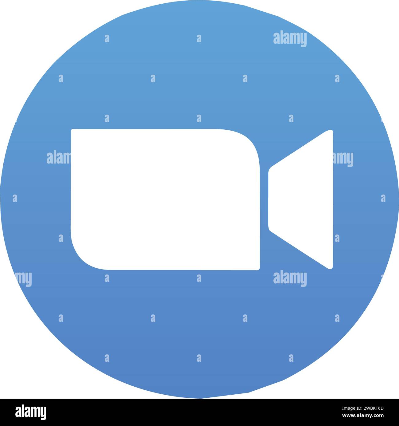 Zoom App Logo. Anwendung für Videokommunikation mit Cloud-Plattform für Video- und Audiokonferenzen, Chat und Webinar. Blaues Kamerasymbol. Soziale Netzwerke Stock Vektor