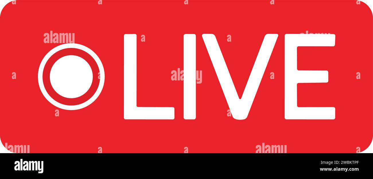 Symbol für Live-Streaming. Rotes Symbol und Schaltfläche für Livestreaming, Übertragung und Online-Stream. Untere dritte Vorlage für tv, Shows, Filme und Live-Performances Stock Vektor