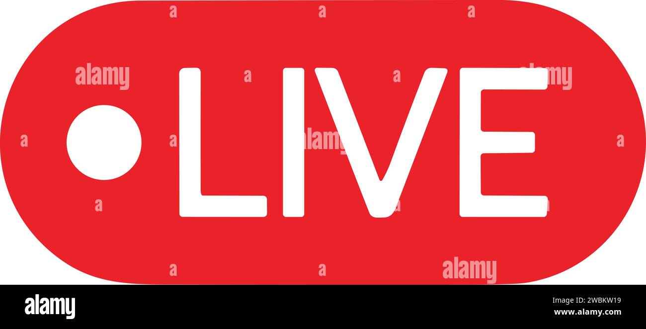 Symbol für Live-Streaming. Rotes Symbol und Schaltfläche für Livestreaming, Übertragung und Online-Stream. Untere dritte Vorlage für tv, Shows, Filme und Live-Performances Stock Vektor