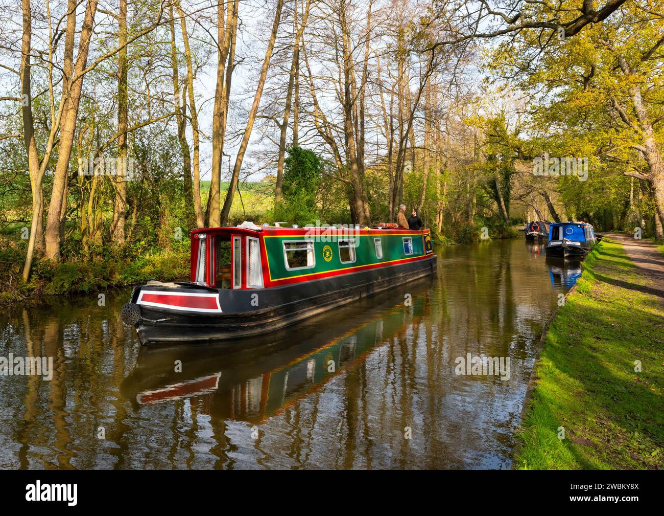 Schmalboot auf dem Llangollen Canal, in der Nähe von Ellesmere, Shropshire. Stockfoto
