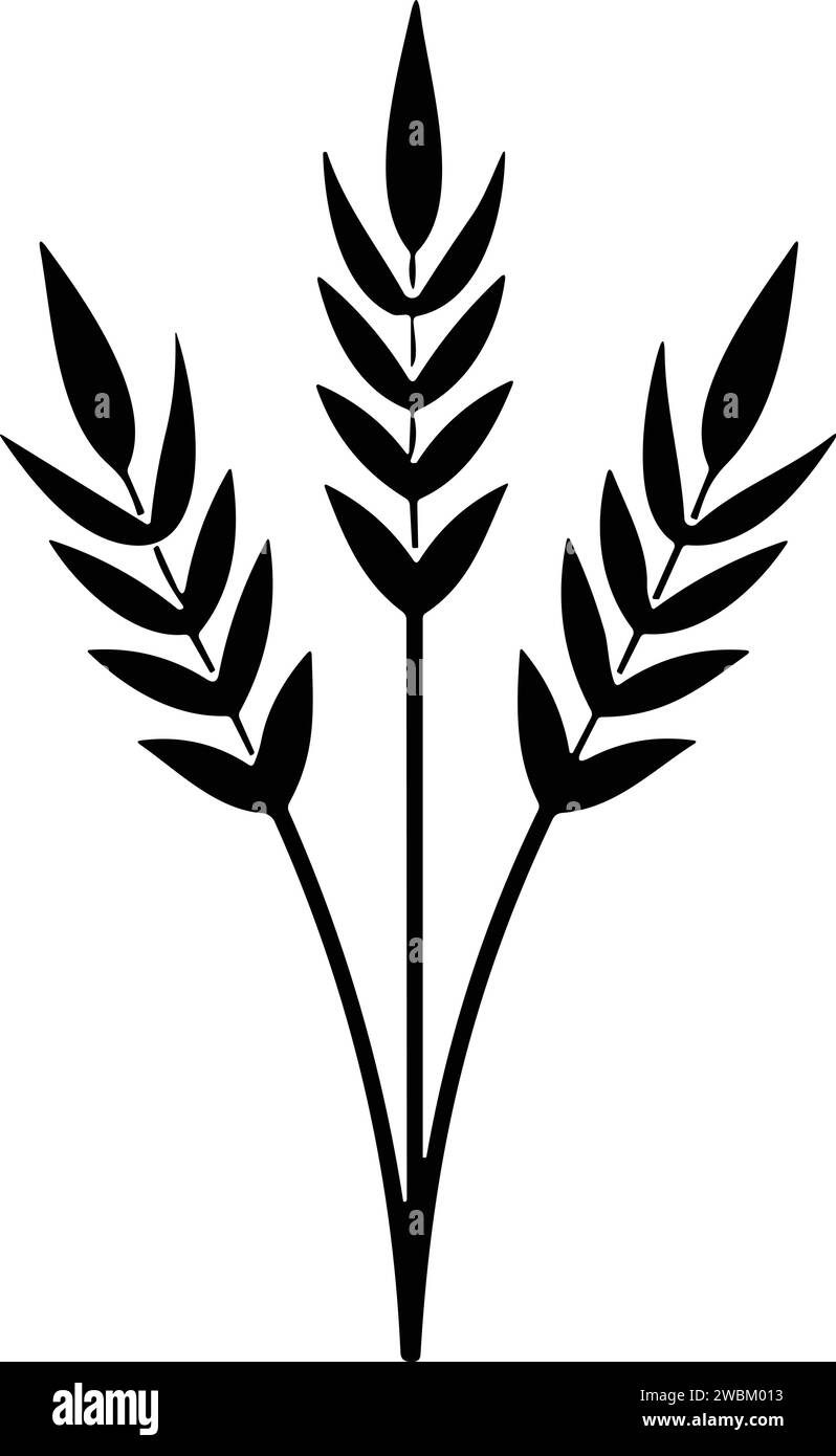 Bunche aus Weizen oder Roggen mit Vollkorn. Symbol für Weizenkranz und Kornspitzen. Vektorabbildung Stock Vektor