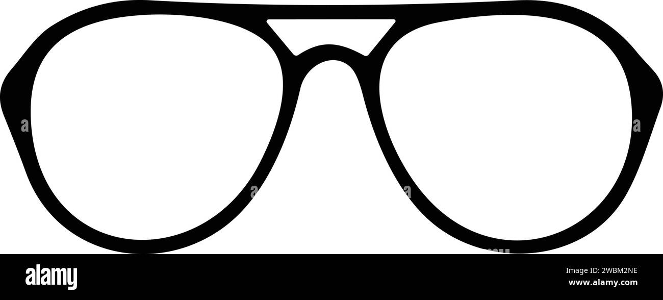 Brille. Symbol für Vektorbrillen. Sonnenbrille, Brille, Silhouette. Elegantes optisches Zubehör für Stecker und Buchse. Stock Vektor