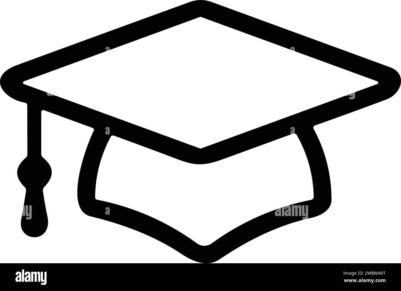 Graduierung Hutkappe Symbol. Akademische Obergrenze. Abschlussschüler schwarze Kappe und Diplom-Stock-Vektor. Schwarze Kappe an der universität oder am College Stock Vektor